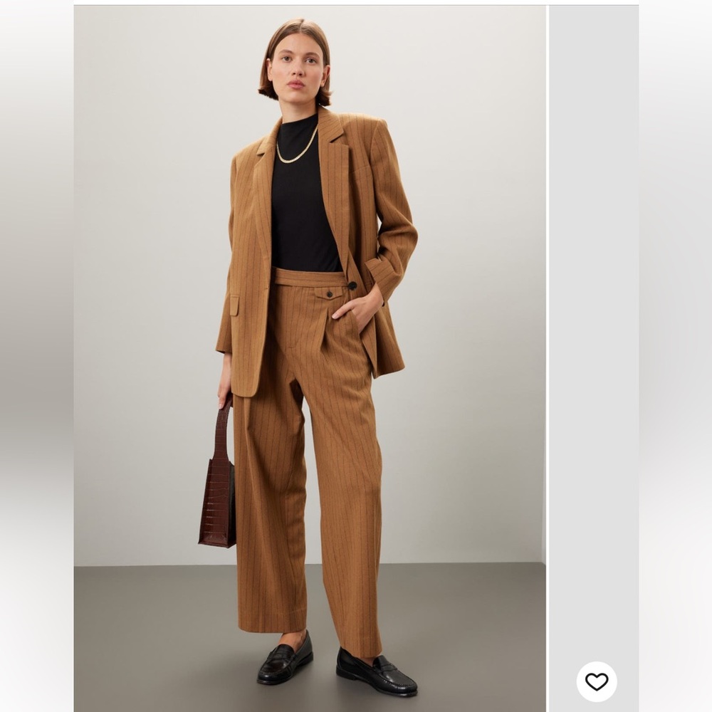 NWT Madewell Rosedale High-Rise Straight Pant in Pinstripe Black & Caramel- 0
